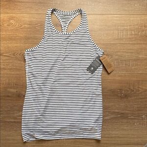 Athleta Black and White Striped Tank Top